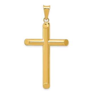 Diamond2Deal 14k Yellow Gold 3-D Polished Hollow Cross Pendant