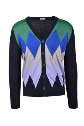 Ballantyne Cotton and Cashmere Cardigan - Blue