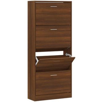 vidaXL Vidaxl - Shoe Cabinet Brown Oak 63x24x147 cm Engineered Wood