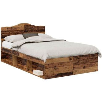 vidaXL Estructura De Cama Con Cabecera Madera Vieja 120 X 200 Cm Vidaxl