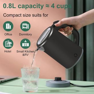No Brand Mini Hervidor De Viaje De 800 Ml: Hierve En 5 Minutos, Mini Hervidor Port&aacute;til Para Camping, Acero Inoxidable Silencioso