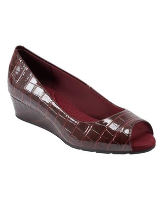 Bandolino Candra BNCANDRA3 Pump Womens Burgundy Slip On Wedge Heel HTAT1329