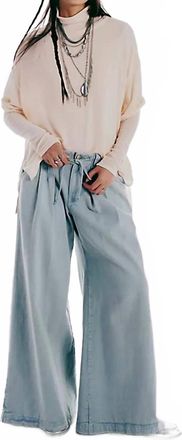 Free People Julien Wide Leg Chino Pants In Pearl Blue