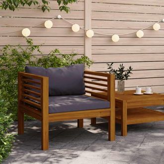 vidaXL Vidaxl - Silla De Jard&iacute;n Con Cojines Gris Oscuro Madera Maciza Acacia
