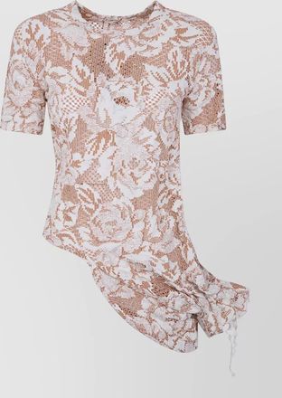 Comme Des Gar&ccedil;ons asymmetric hem floral textured knit t-shirt