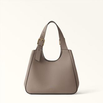 Furla Dora Tote M Cachemire Gray Grey Nisos Double Grained Leather Woman