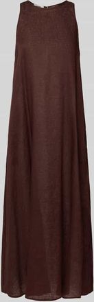 Ecoalf Midikleid aus Leinen mit Rundhalsausschnitt Modell UKARA in Mittelbraun, Gr&ouml;&szlig;e 34