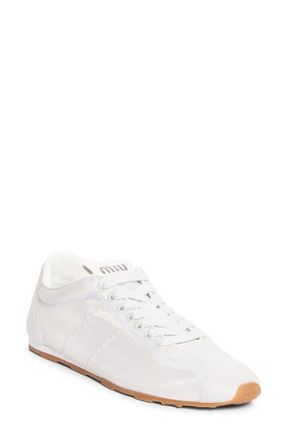 Miu Miu Plume Mesh Sneaker in Bianco at Nordstrom, Size 8.5Us