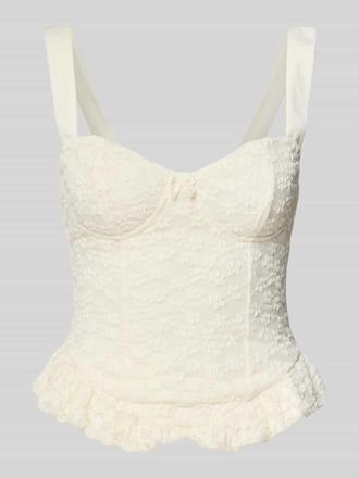 Gina Tricot Slim Fit Top mit Allover-Spitzenbesatz in Offwhite, Gr&ouml;&szlig;e XS