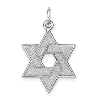 Diamond2Deal 14K White Gold Laser Designed Star of David Pendant