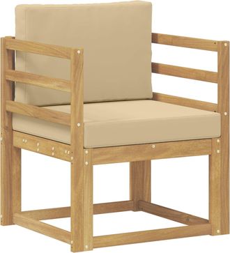 vidaXL Sof&aacute; De Exterior Poli&eacute;ster Blanco Y Beige Vidaxl