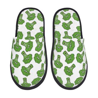 Generic Slippers Smiling Broccoli Cute Funny Warm Plush Slippers Cozy Cotton Slipper For Bedroom Hotel Winter M