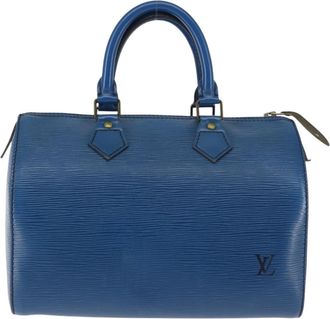 Louis Vuitton Speedy Handbag Epi Leather Blue Leather Handbag (Pre-Owned)