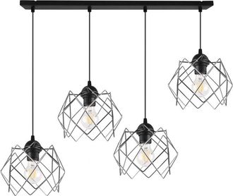 OEM L&aacute;mpara Colgante Stella 4 Pantallas Planas Cromadas E27