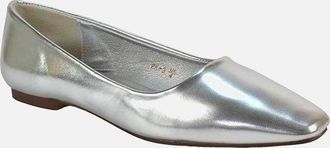 XY London Womens XY London Womens/Ladies Maci Square Toe Ballerina Flats - Silver - Size: 5
