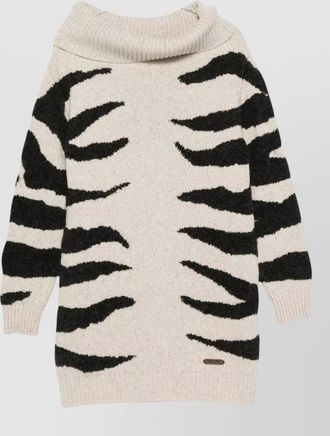 Moschino wool silk funnel neck ribbed knitted dress