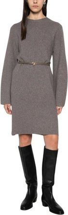 Fabiana Filippi Wool Blend Midi Dress - Dames - Jurken - Bruin - Maat: XS Wol