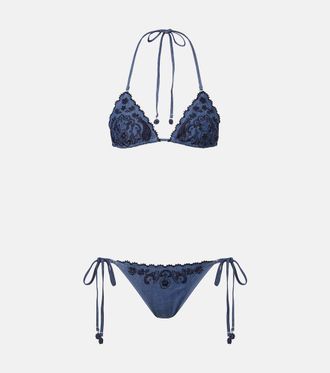 Zimmermann Aster embroidered denim bikini