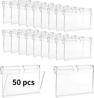 OEM Paquete De 50 Unidades, Clips De Pl&aacute;stico Para Etiquetas, Aptos Para Cestas Y Estantes De Alambre, 6 Cm X 4 Cm