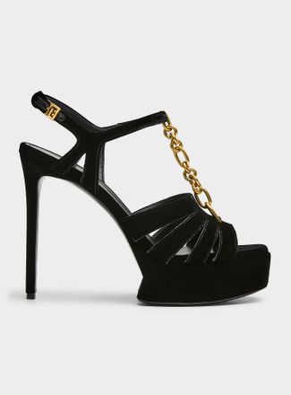 Balmain Womens Sync velvet platform sandals