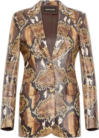 Roberto Cavalli Giacca con effetto pelle di serpente - Marrone