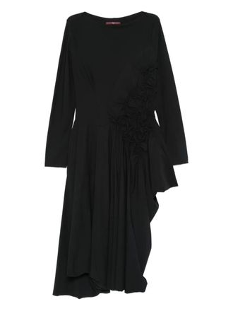 High ruched-detail asymmetric dress - women - Polyamide/Elastane - 42 - Black