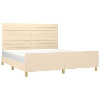 vidaXL Cama Sin Colch&oacute;n Tela Color Crema 160x200 Cm Vidaxl