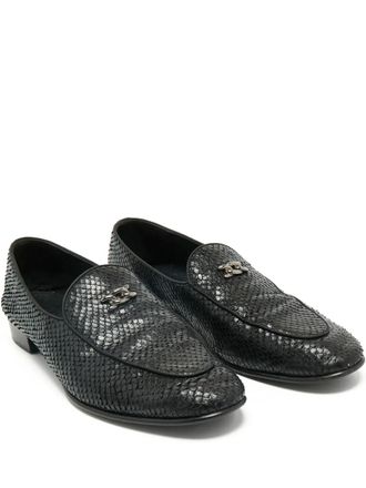 Giuseppe Zanotti snakeskin-textured loafers - Black