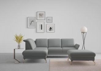 Sit&more Ecksofa »Fashion L-Form« wahlweise mit Kopfteilverstellung, Vorziehsitz, motorisch, Nickelfüsse