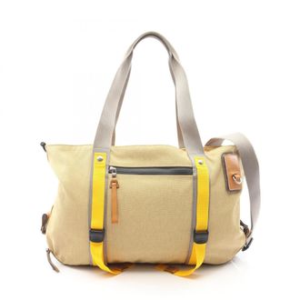 Loewe Beige Multi-Color Canvas Leather Handbag Tote Bag (Pre-Owned)