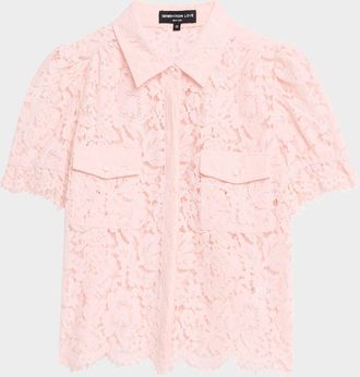 Generation Love Mina Lace Puff-Sleeve Shirt