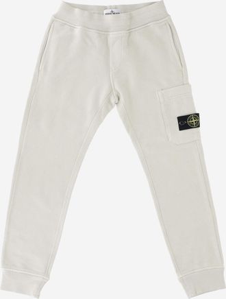 Stone Island Boys Kids Cotton Joggers White Trousers