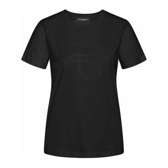 Bruuns Bazaar Tops, Dames, Zwart, XL, Katoen, Zwarte T-shirt met Slim Motief