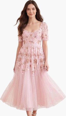Needle & Thread Wisteria Sweetheart Short Sleeve Dress in Shell/pink at Nordstrom, Size 12