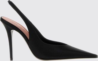 Amina Muaddi Anok Satin Slingback Pumps with Stiletto Heel
