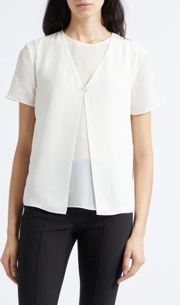 Emporio Armani Techno Georgette Top in Ivory at Nordstrom, Size 16 Us