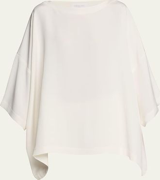 Eskandar Three-Quarter Sleeve Bateau Neck Tunic Top (Long)