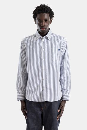 Burberry Mens Iris White Vertical Stripe Cotton Poplin Shirt