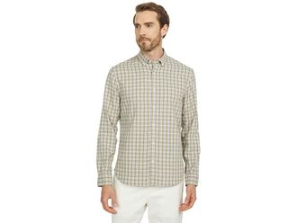 Vince Oxford Plaid Long Sleeve Mens Clothing Light Echo Park/Leche : LG, Linen/Cotton