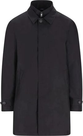 Fay Blauwe Ochtendjas in Technisch Poplin - Heren - Mantel - Blauw - L - Jassen