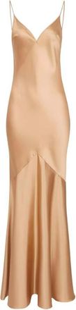 Elisabetta Franchi Beige V Neck Maxi Dress