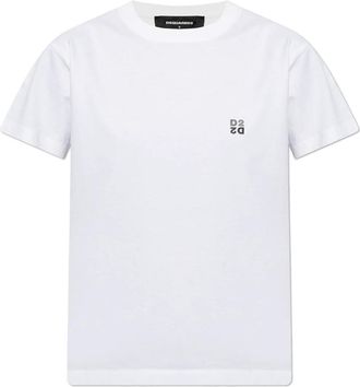 Dsquared2 T-shirt met logo-applicatie - Dames - T-shirts - Wit - S - Katoen - Tops