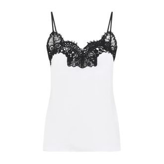 Co Camisola de Seda con Encaje - Tops - Mujer - Blanco - XS