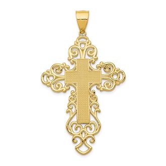 Diamond2Deal 14k Yellow Gold Polished Fancy Cross Pendant