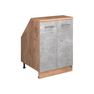 Vicco Armario De Cocina Para Techo Inclinado R-line, Hormig&oacute;n, 60 Cm Con 2 Puertas, 60 Cm De Profundidad, Vicco