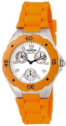 Invicta Angel Date Day White Dial Orange Silicone Ladies Watch 18792