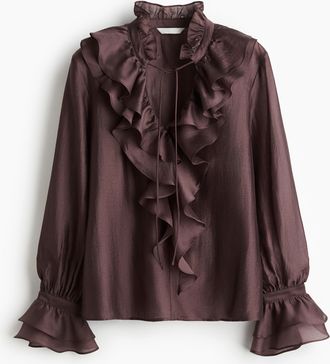 H&M Volantbluse - Purple