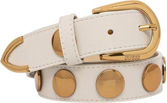 Guess Echt Lederen Logo Riem - Dames - Riemen - Beige - M - Leer - Accessoires