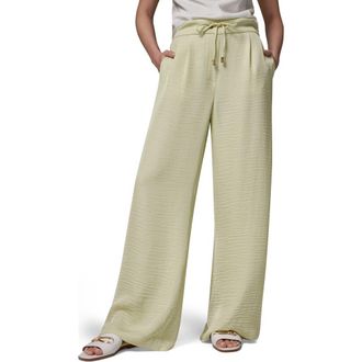 DKNY Crinkle Tie Waist Wide Leg Pants in Citrus at Nordstrom, Size X-Small