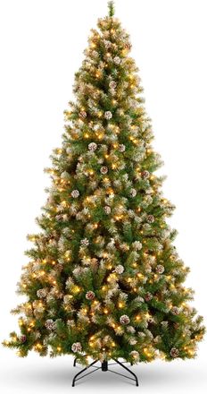 Best Choice Products Pre-Lit Pre-Decorated Holiday Christmas Tree w/ Flocked Tips, Lights, Metal Base